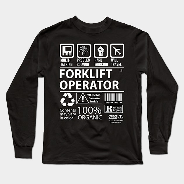 Forklift Operator T Shirt - MultiTasking Certified Job Gift Item Tee Long Sleeve T-Shirt by Aquastal